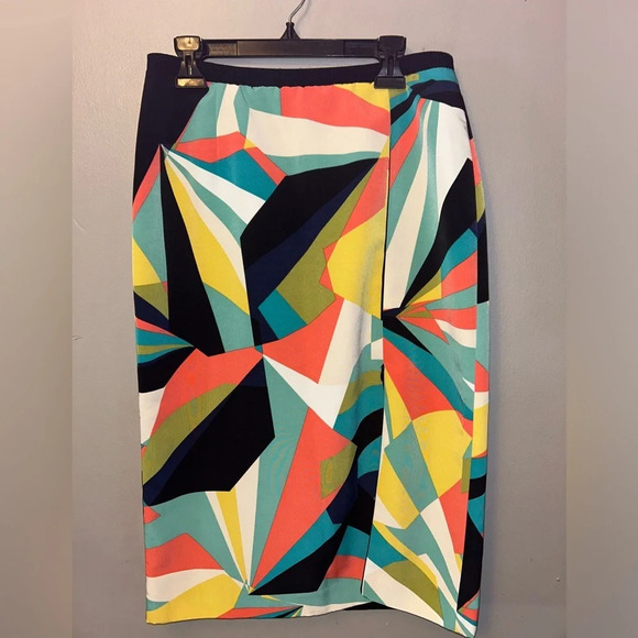 Worthington skirt - multicolored geometric print pencil skirt - Picture 2 of 9